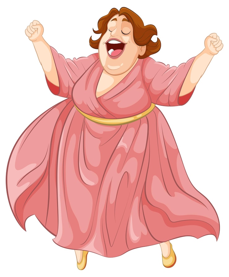 Vector gratuito mujer alegre celebrando con túnica rosada
