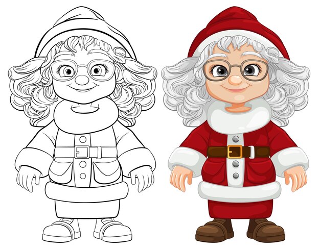 Vector gratuito mujer alegre con personaje de dibujos animados de tela de santa