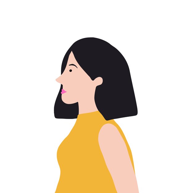 Mujer asiática fuerte en vector de perfil