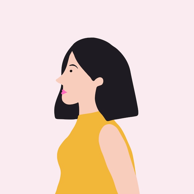 Mujer asiática fuerte en vector de perfil