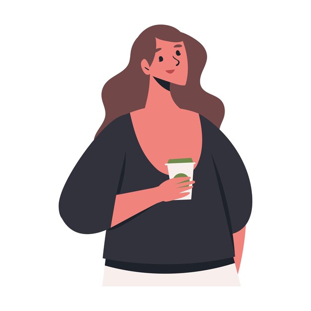 mujer bebiendo café relajarse ilustración aislada
