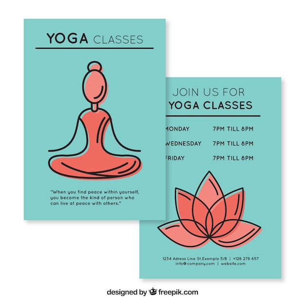 Vector gratuito mujer bocetos y clases de yoga florwer volante