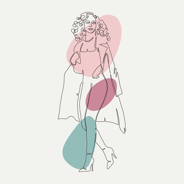 Mujer caminando ilustración dibujada a mano