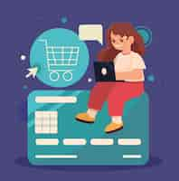 Vector gratuito mujer de compras online