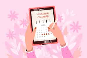 Vector gratuito mujer comprobando su calendario menstrual