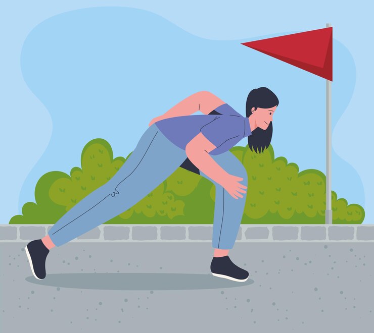 Vector gratuito mujer corriendo en carrera