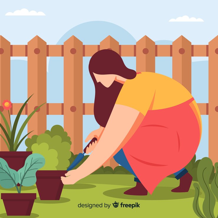 Vector gratuito mujer cuidando las plantas