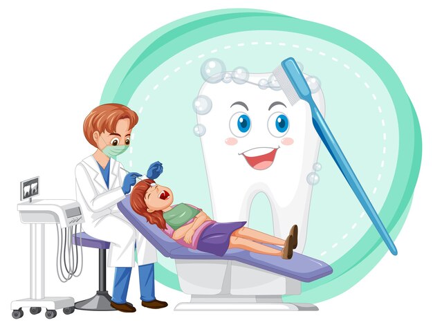 Mujer dentista examinando los dientes del paciente
