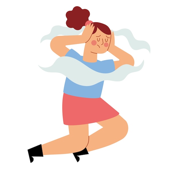 mujer con depresión y niebla