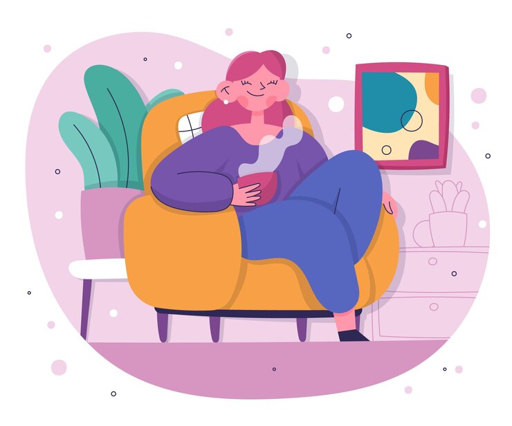Vector gratuito mujer dibujada a mano con bebida caliente