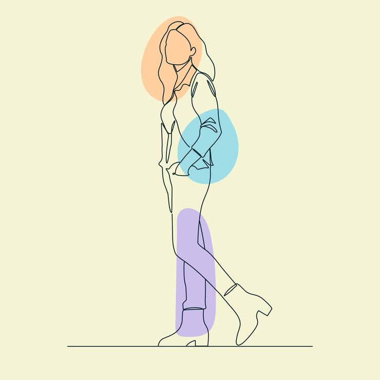 Vector gratuito mujer dibujada a mano caminando dibujo ilustración