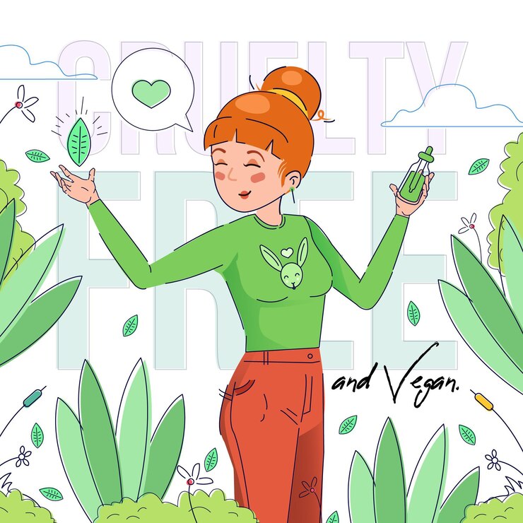 Vector gratuito mujer dibujada a mano usando productos libres de crueldad