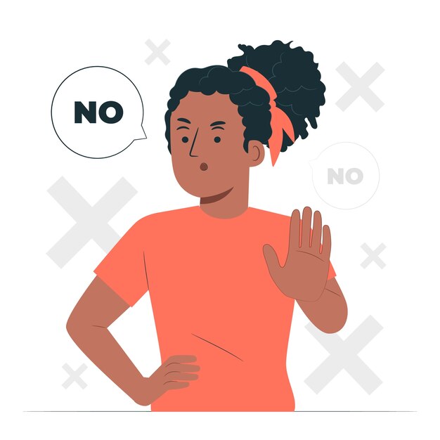 Mujer diciendo que no hay ilustración del concepto