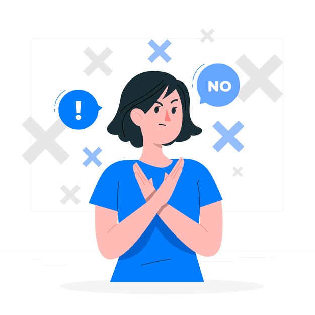 Mujer diciendo que no hay ilustración del concepto