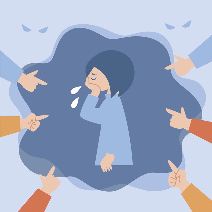 Vector gratuito mujer de diseño plano sintiendo vergüenza ilustración