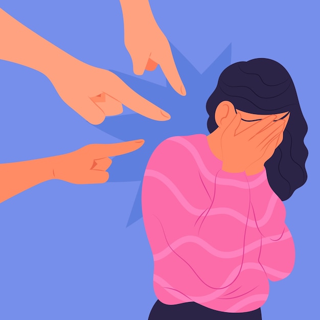 Mujer de diseño plano sintiendo vergüenza ilustración