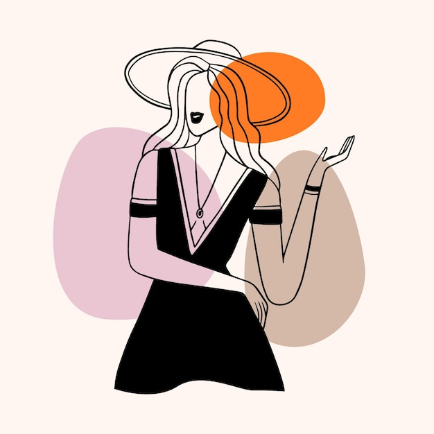 Vector gratuito mujer en elegante estilo de arte lineal