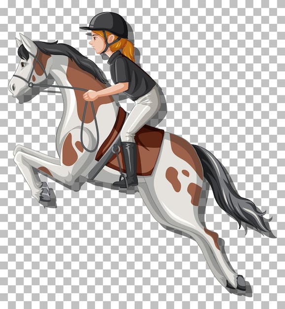 Vector gratuito mujer, equitación, un, caballo, aislado