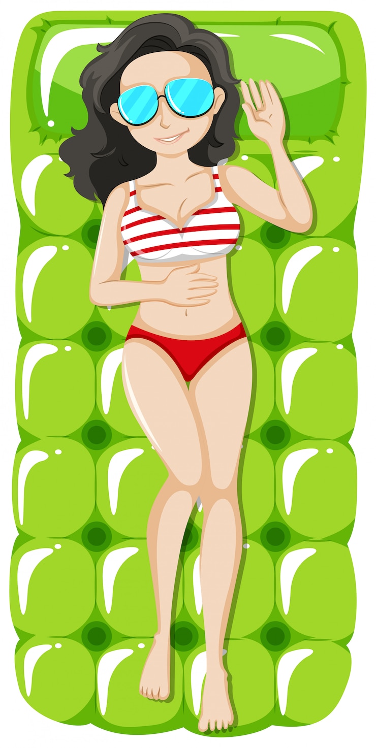 Vector gratuito mujer en estera flotante verde