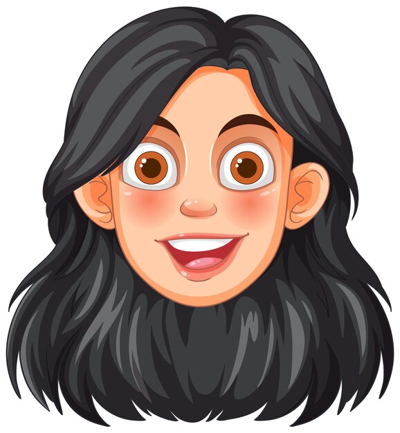 Mujer feliz con el cabello negro