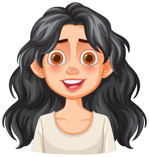 Mujer feliz con el cabello ondulado