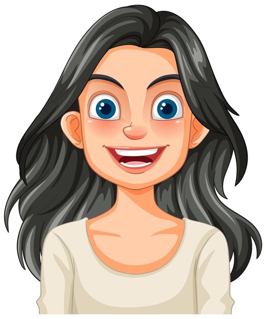 Mujer feliz con el cabello oscuro