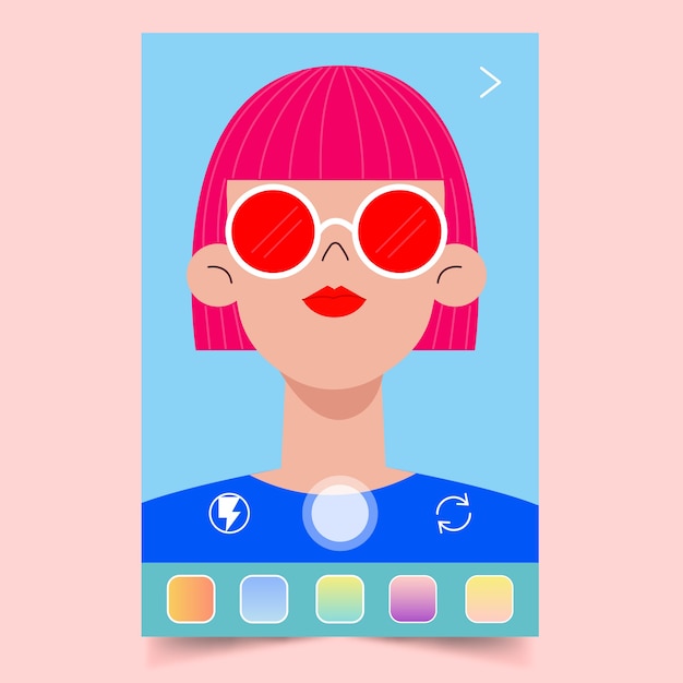 Vector gratuito mujer con filtro de instagram ar