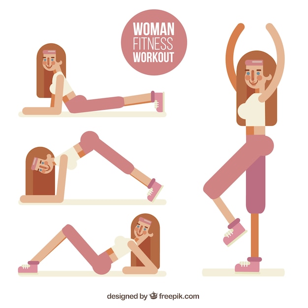 Mujer en forma en diferentes posiciones 