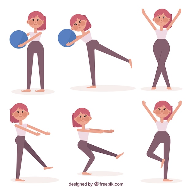 Vector gratuito mujer en el gimnasio con diseño plano