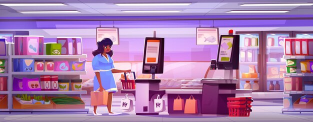 Mujer haciendo compras en el supermercado