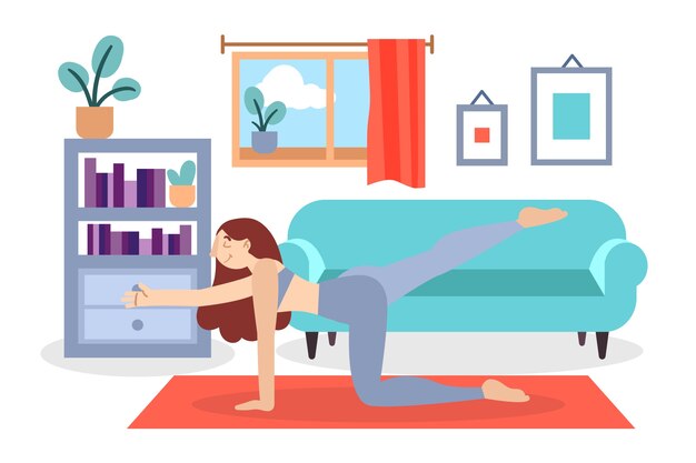 Mujer haciendo ejercicio en la sala de estar