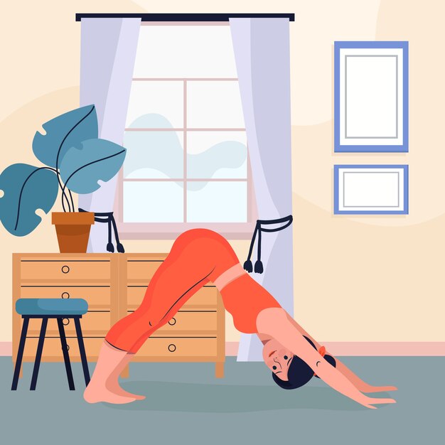 Mujer haciendo yoga en el interior del deporte