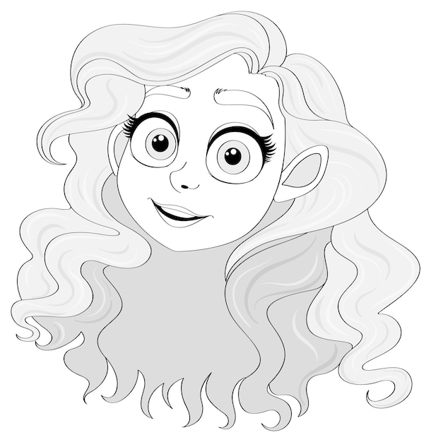 Mujer hermosa con cabello largo Ilustración de dibujos animados vectoriales
