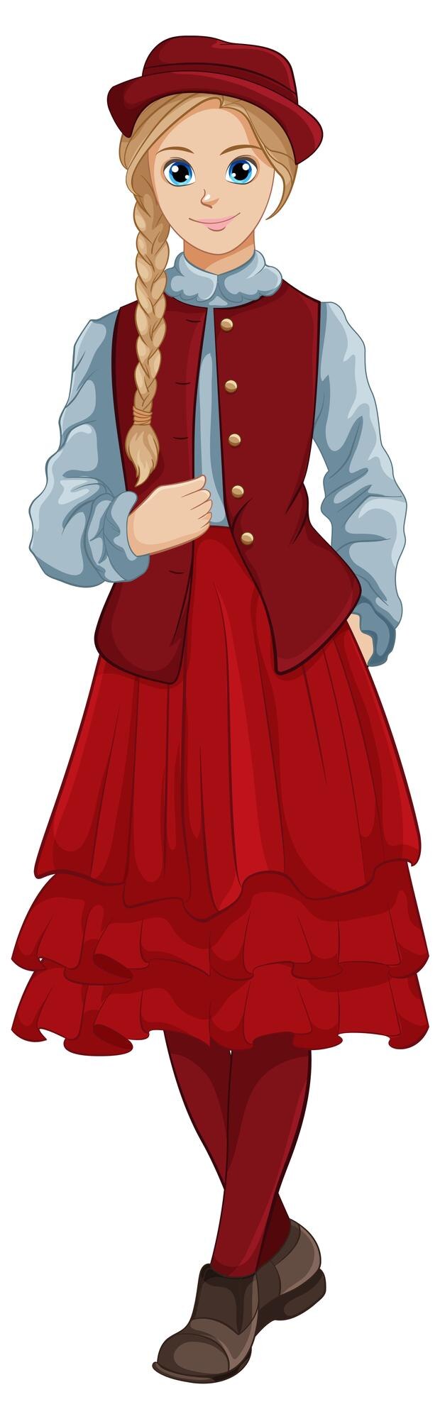 Vector gratuito mujer hermosa en traje vintage