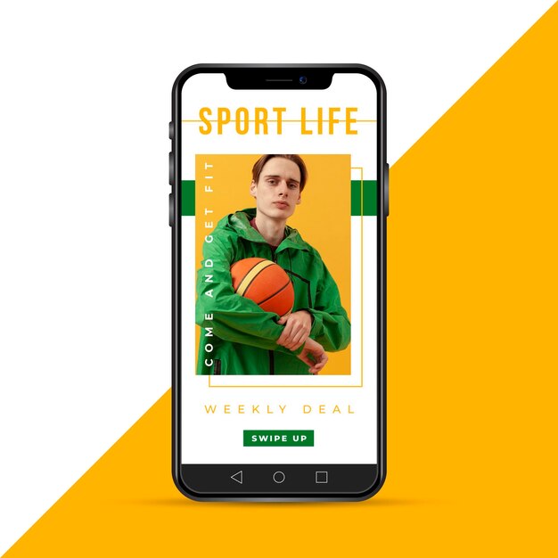 Mujer con historia de instagram de baloncesto