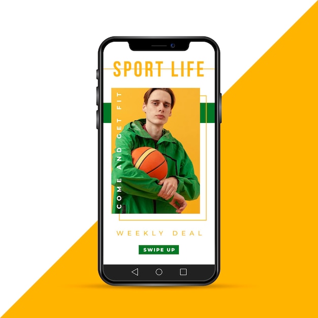 Mujer con historia de instagram de baloncesto