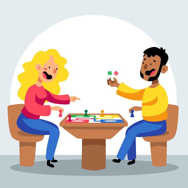 Mujer y hombre, juego, ludo
