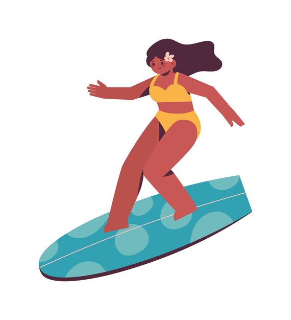 mujer en el icono de la tabla de surf aislada