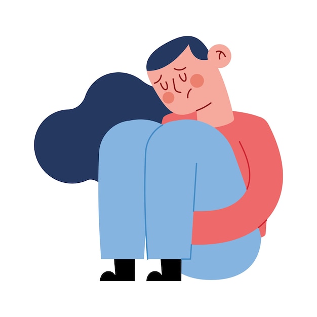 mujer con ilustración de depresión