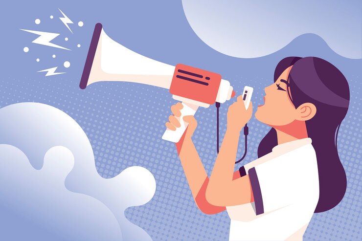 Vector gratuito mujer de ilustración con megáfono gritando