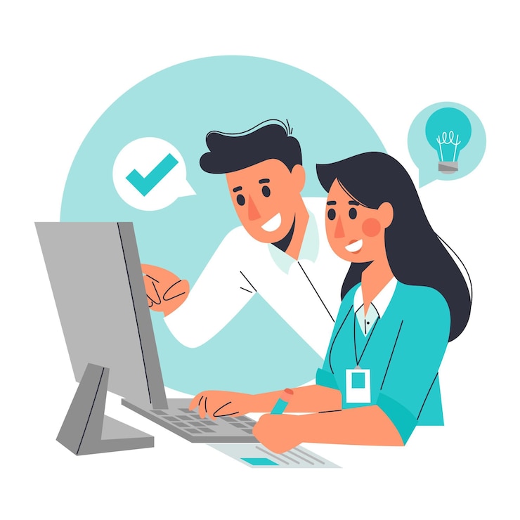 Vector gratuito mujer ilustrada siendo pasante en una compañía
