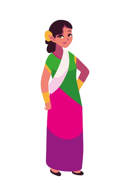 Mujer india hermosa ilustración aislada