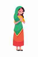 Vector gratuito mujer india con saree ilustración aislada