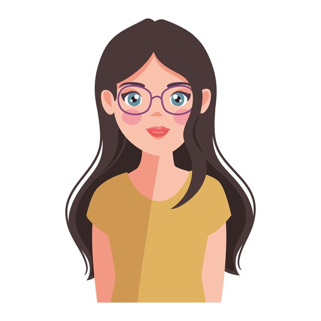 mujer joven de cabello largo con gafas