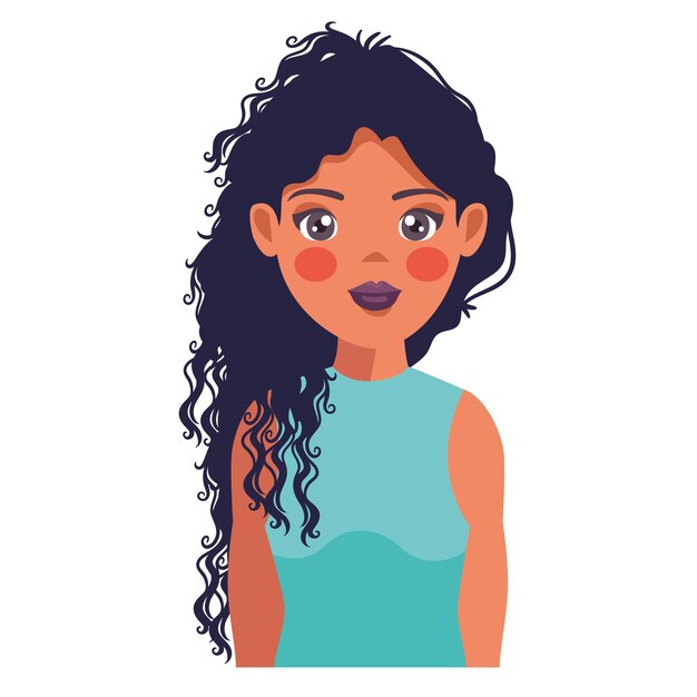 mujer joven de cabello largo y rizado