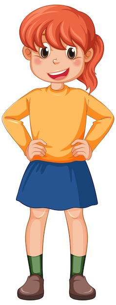 Vector gratuito una mujer joven con camisa y falda amarillas.