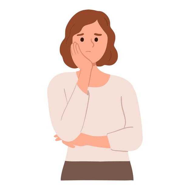mujer joven con cara de preocupación