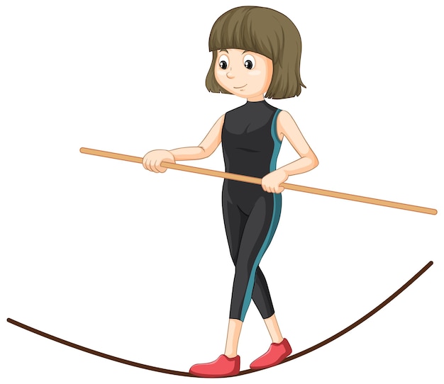 Mujer joven en equilibrio sobre la cuerda slackline