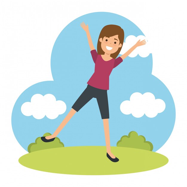 mujer joven practicando deporte en el parque