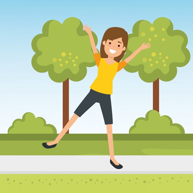 mujer joven practicando deporte en el parque
